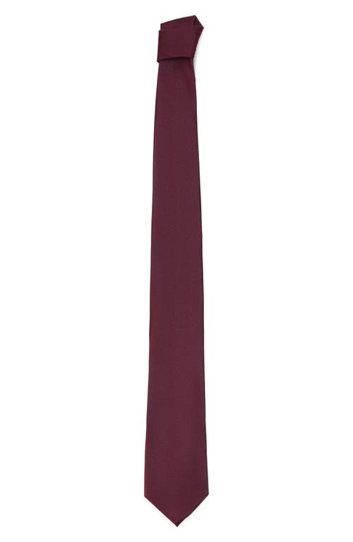 Mango Solid Silk Blend Twill Tie In Burgundy