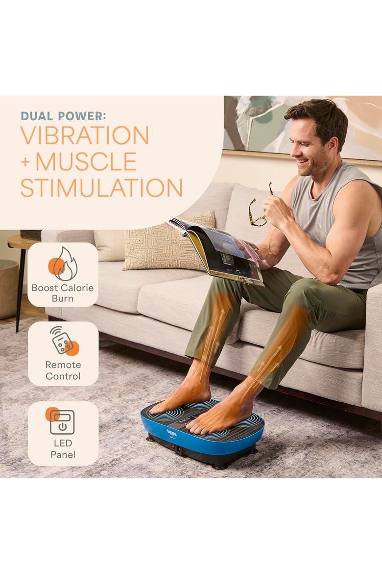 VibraPulse Vibration Plate Exercise Machine with EMS Pad for Lymphatic Drainage & Toning, Alternate, color, with EMS Pad