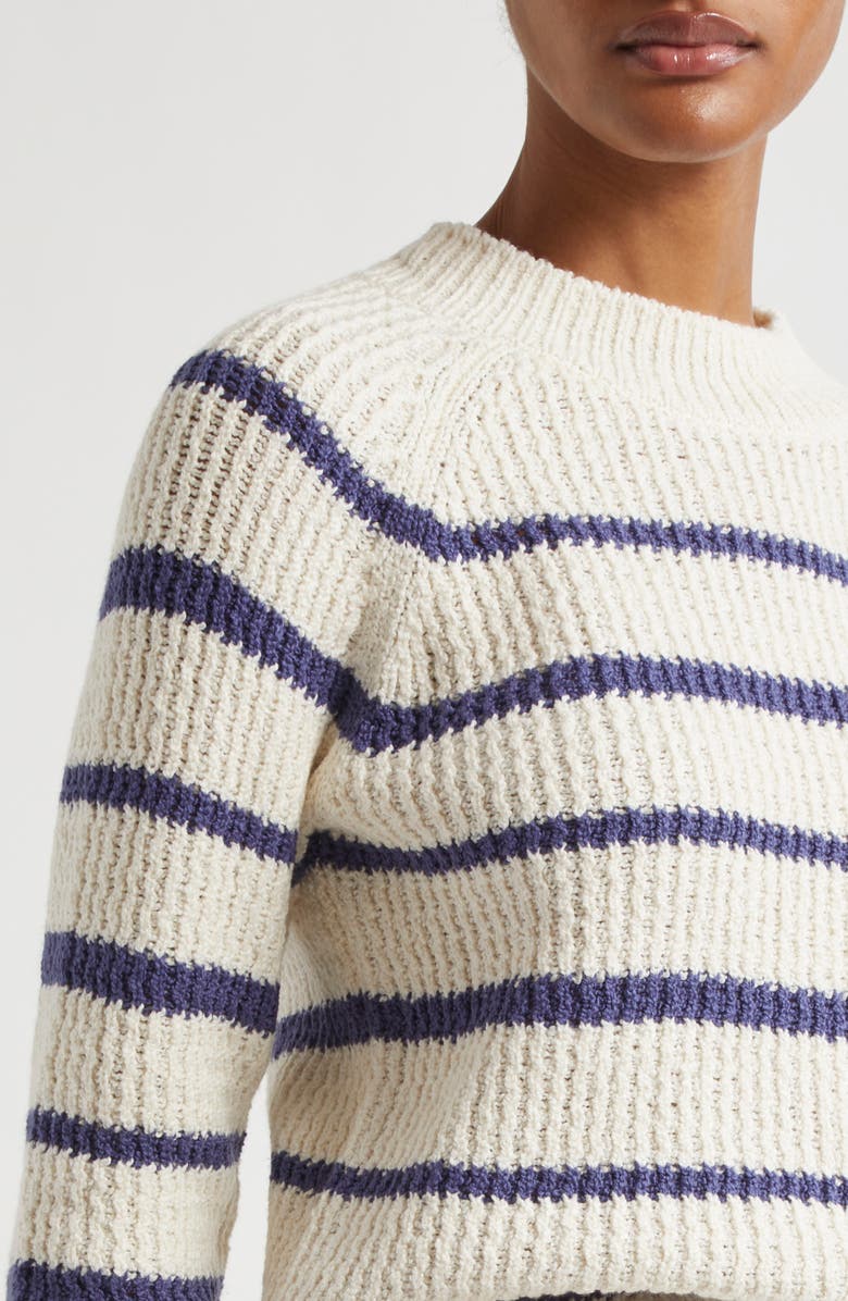 Vince Rib Stripe Crewneck Sweater, Alternate, color, Pampas/Dk Peri