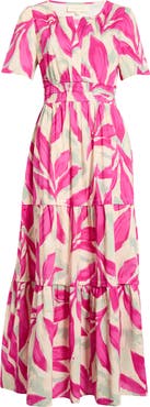 MELLODAY Short Sleeve Tiered Maxi Dress