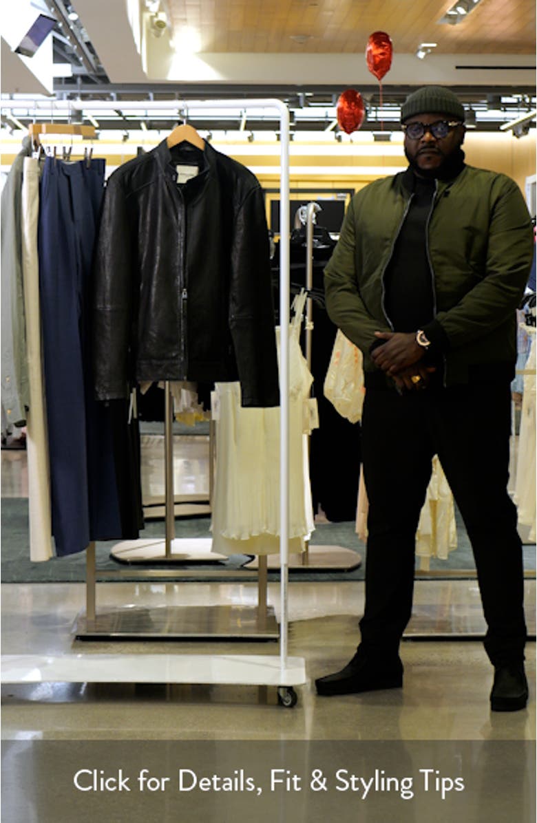 Textured Leather Racer Jacket, sales video thumbnail