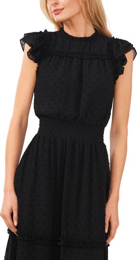 Clip Dot Flutter Sleeve Midi Dress