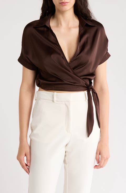 Spread Collar Wrap Crop Top