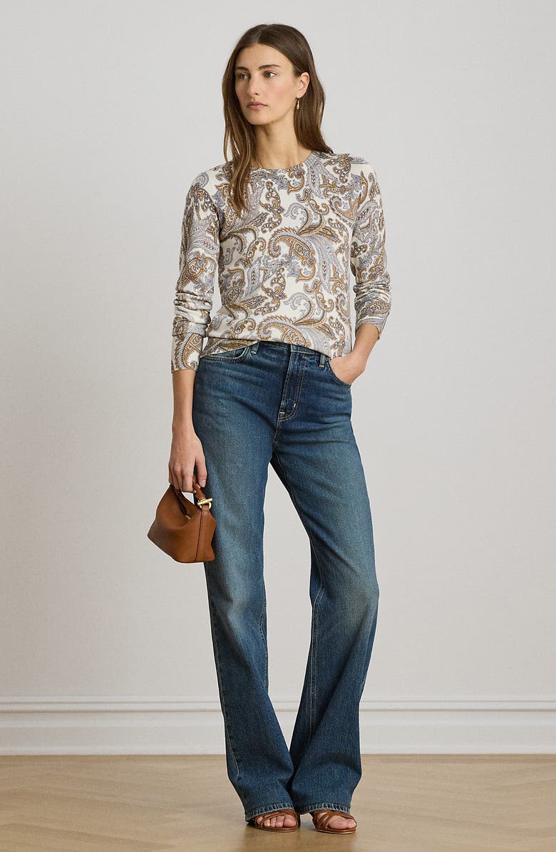 Lauren Ralph Lauren Paisley Sweater, Alternate, color, Cream/ Multi