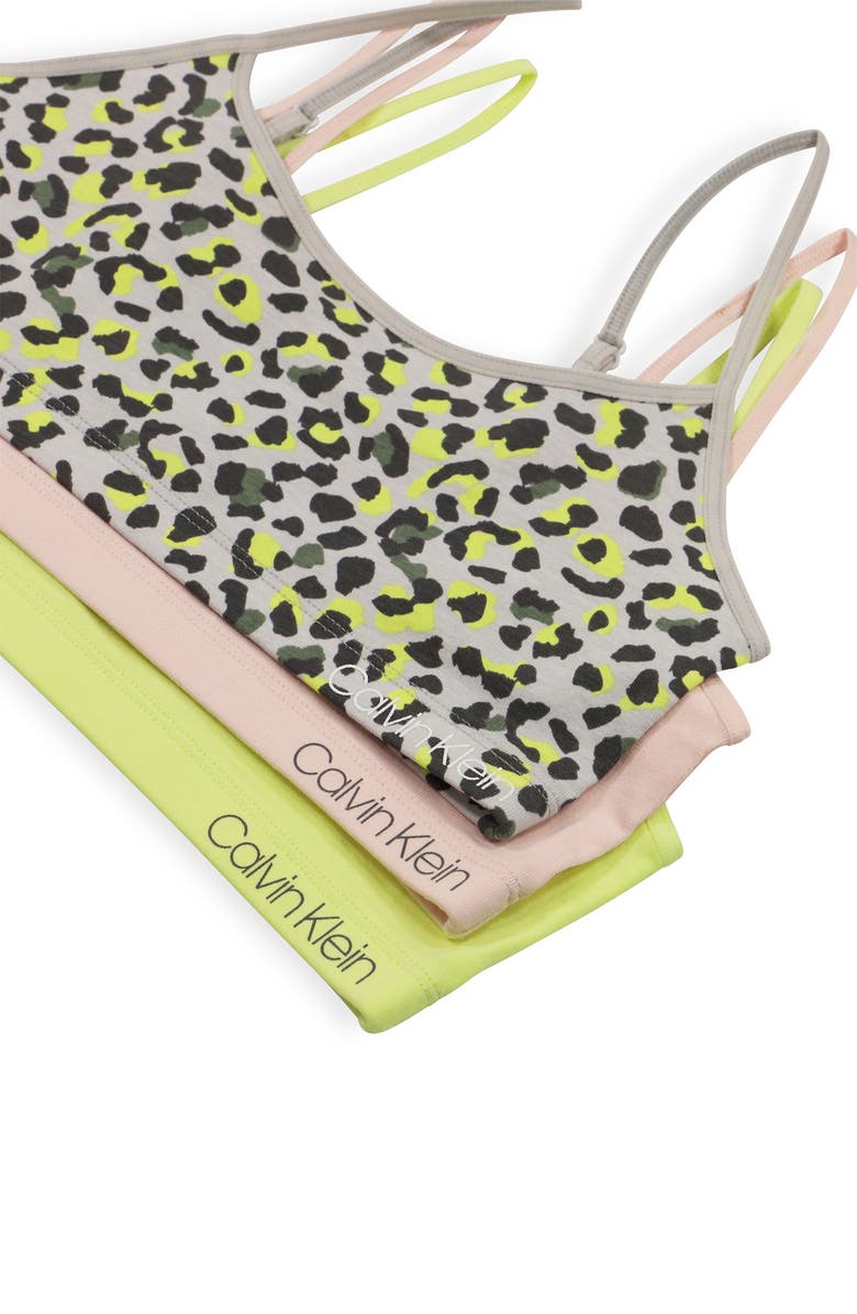 Calvin Klein Logo Branded Bralettes - Pack of 3, Alternate, color, Lrleo/Crspk/Sny