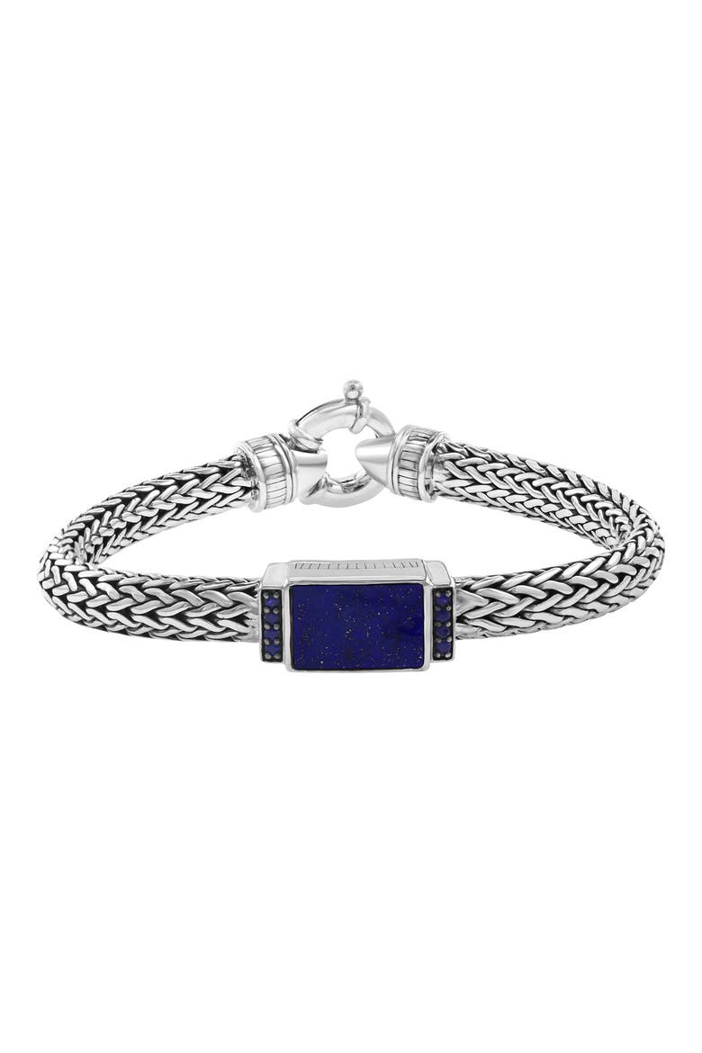 Men's Sterling Silver Lapis Lazuli & Sapphire Bracelet, Main, color, BLUE