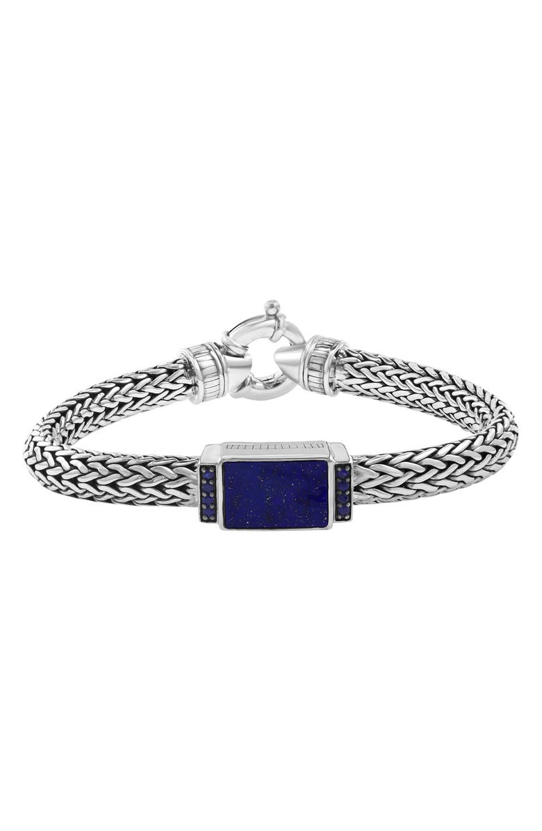 EFFY Men's Sterling Silver Lapis Lazuli & Sapphire Bracelet, Main, color, 