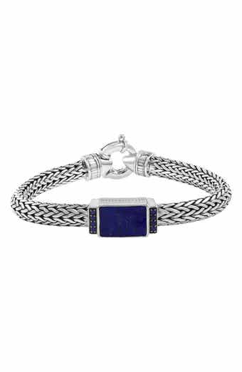 Men's Sterling Silver Lapis Lazuli & Sapphire Bracelet