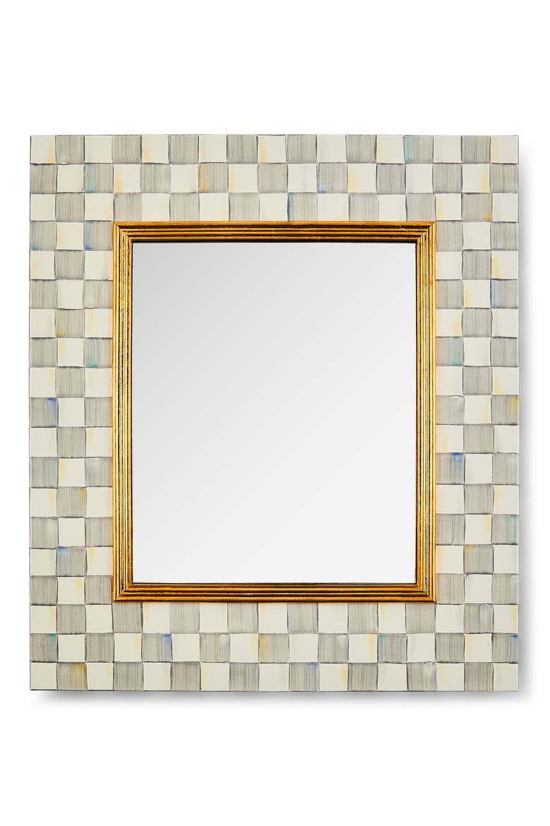 Sterling Check Enamel Wall Mirror, Main, color, STERLING