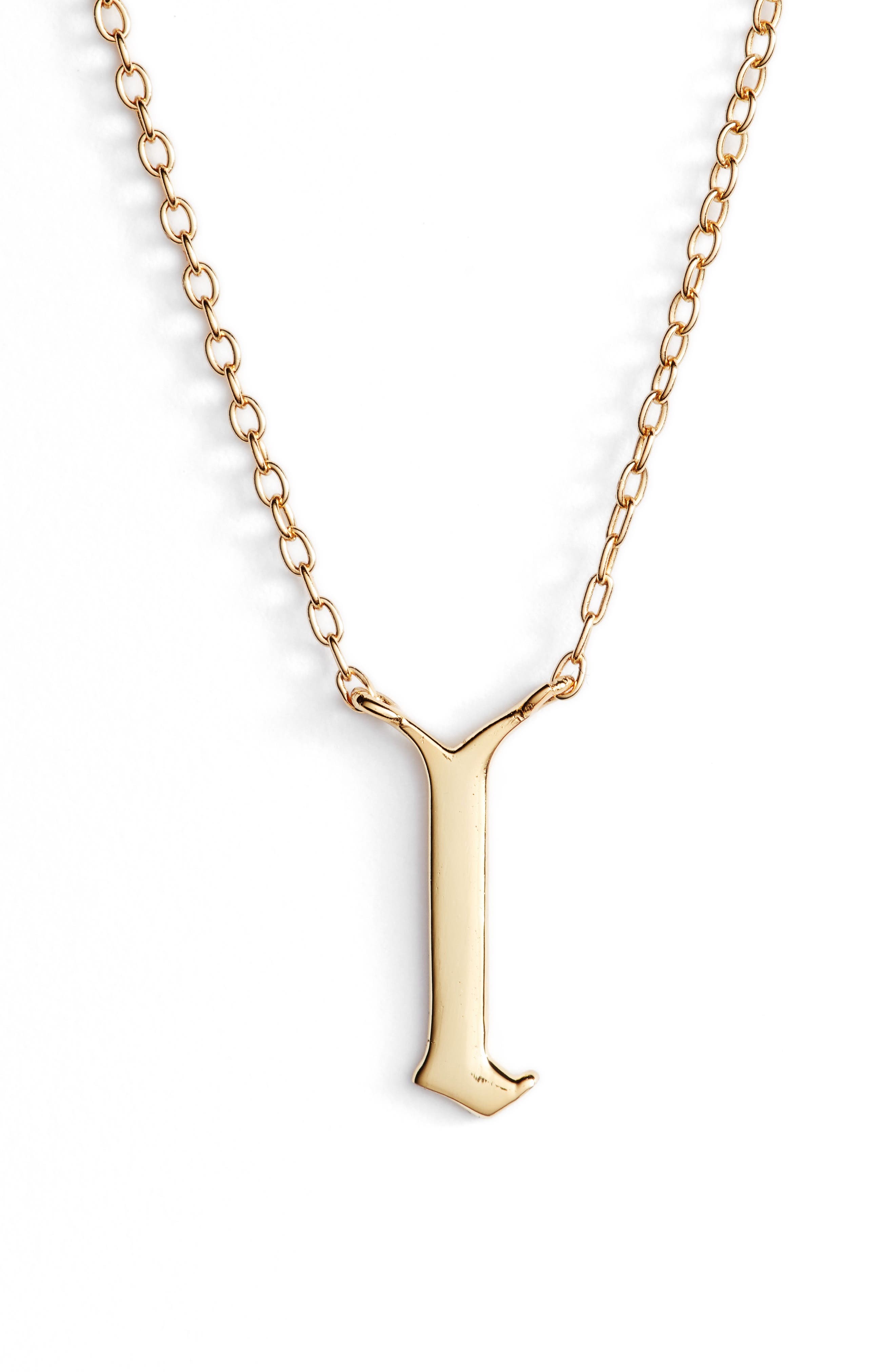 Argento Vivo Sterling Silver Argento Vivo Gothic Initial Pendant Necklace in Gold-L 