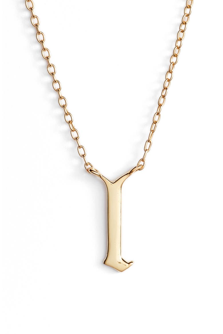 Argento Vivo Gothic Initial Pendant Necklace, Main, color, GOLD-L