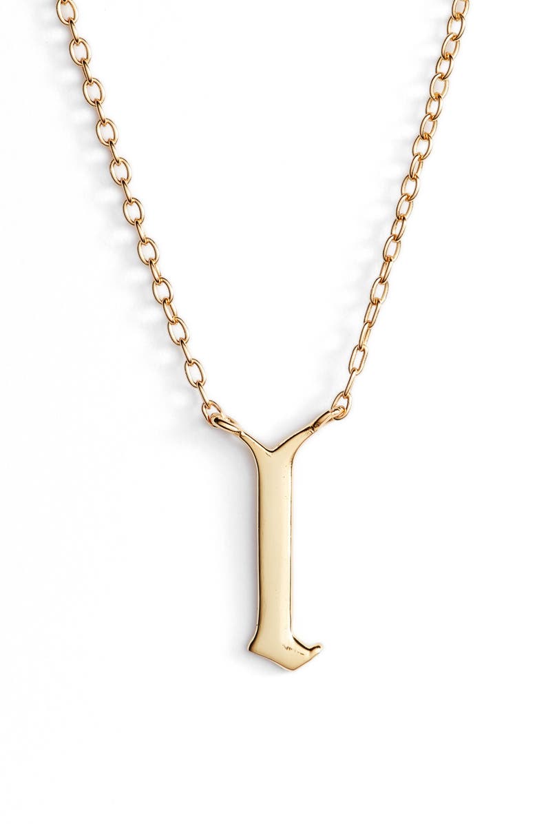 Argento Vivo Sterling Silver Argento Vivo Gothic Initial Pendant Necklace, Main, color, Gold-L