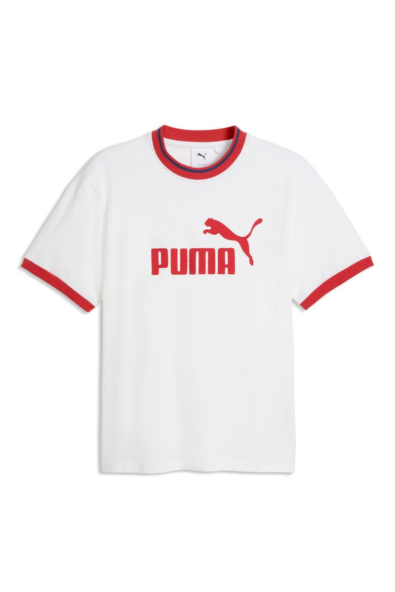 T7 Logo Ringer T-Shirt, Alternate, color, PUMA WHITE