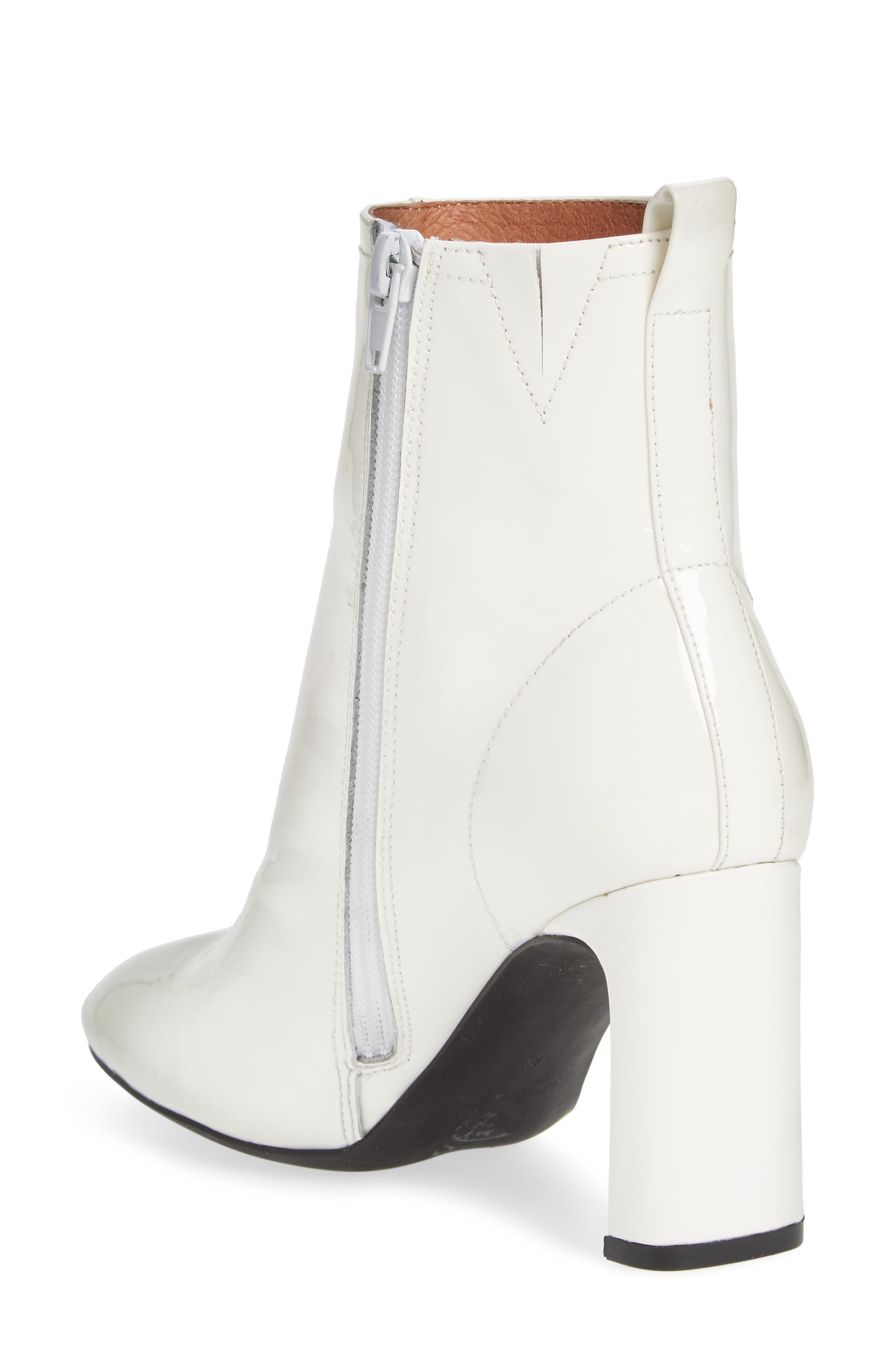 Chapel Curved Heel Bootie, Alternate, color, WHITE PATENT LEATHER