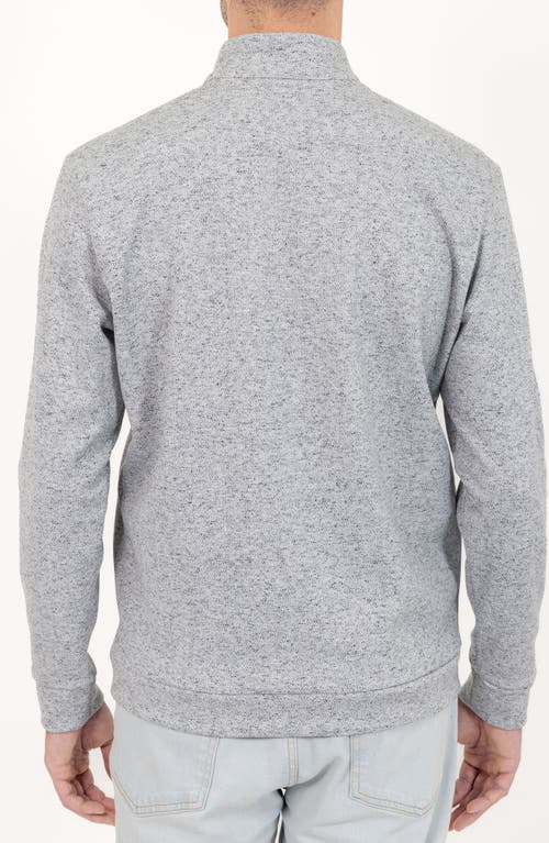 Pino By Pinoporte Men's Mockneck Zip Up Pullover In White Marled