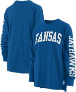 PRESSBOX Women's Pressbox Heathered Royal Kansas Jayhawks Two-Hit Canyon Long Sleeve T-Shirt
