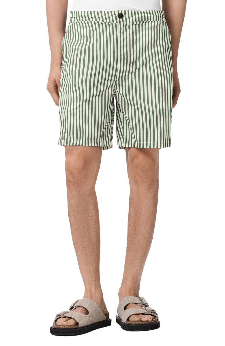 AllSaints Chopin Stripe Shorts, Main, color, White/ Green