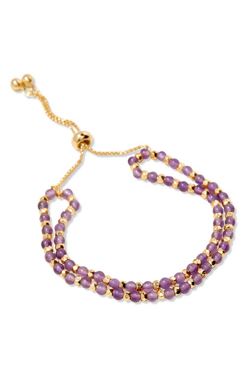 Brook & York Brook And York Evette Birthstone Beaded Slider Bracelet In Gold February