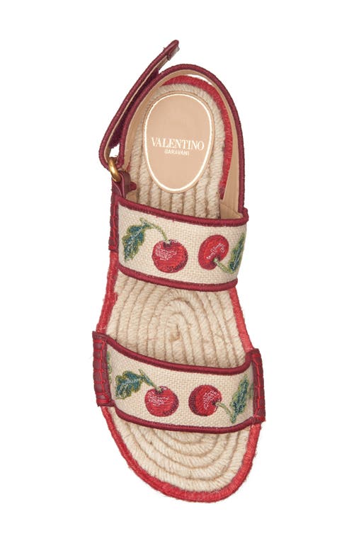 Valentino Garavani Cherryfic Double Strap Slingback Espadrille Sandal In Burgundy