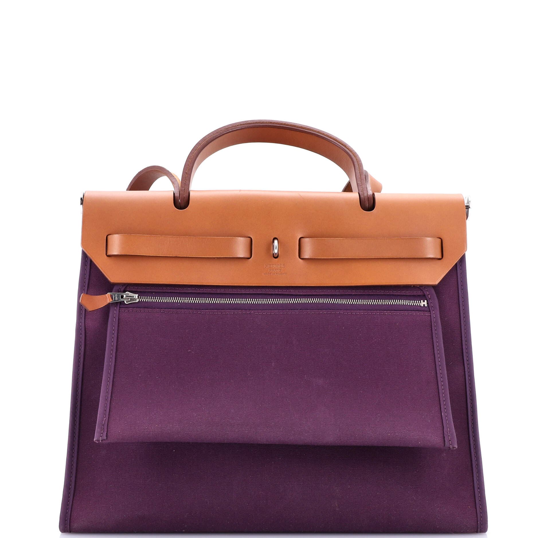 Pre-Owned Hermes Herbag Zip Leather and Toile 31, Main, color, 