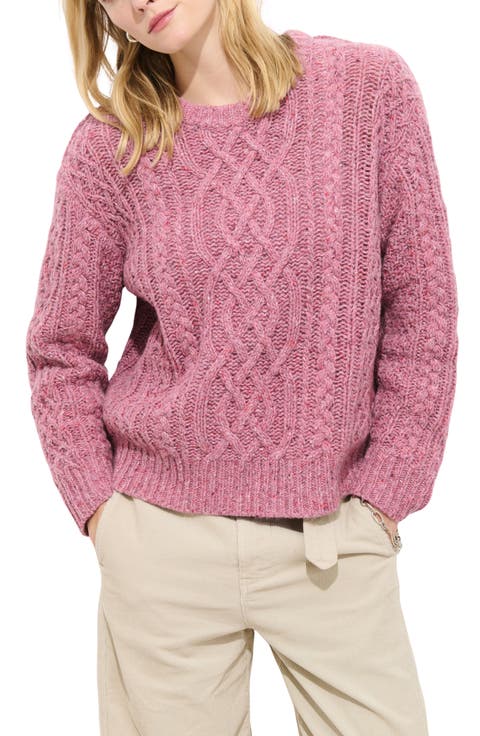 Madelyn Cable Knit Wool Blend Donegal Sweater
