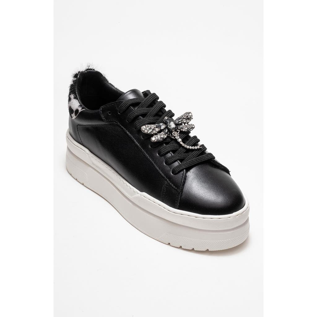 Forever & Always Shoes Laren Leather Buckle Sneakers In Black