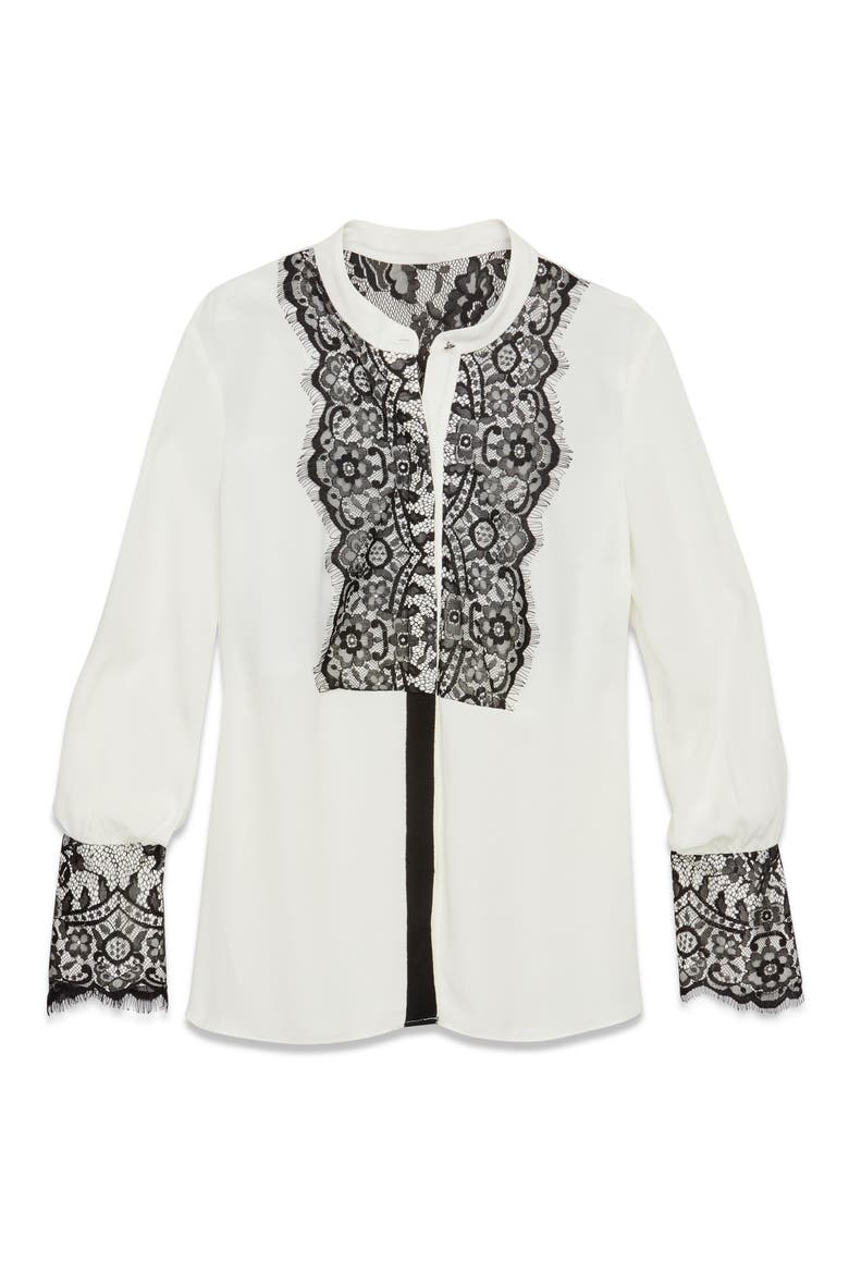 Lace Detail Georgette Blouse, Alternate, color, EGGSHELL