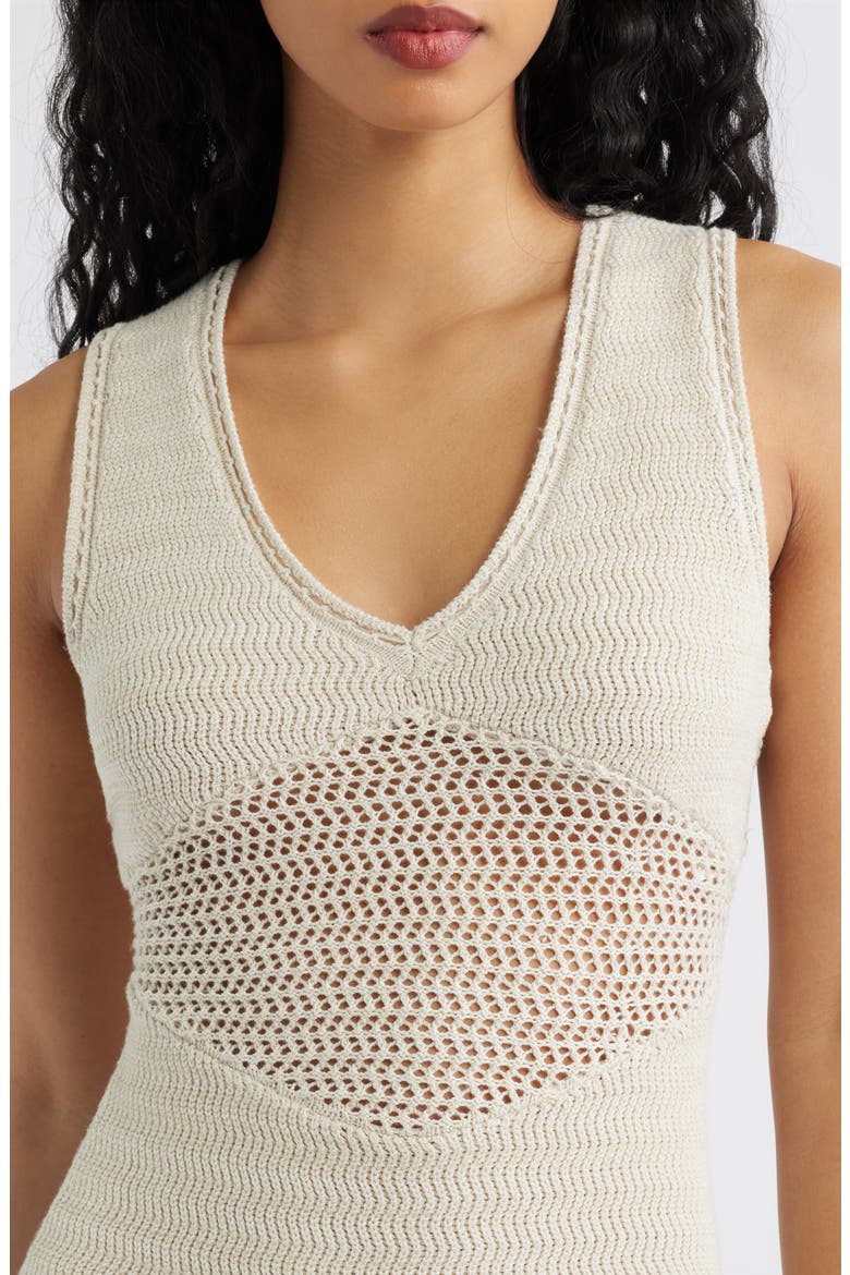 Melanie Crochet Body-Con Midi Dress, Alternate, color, ALMOND/ WHITE