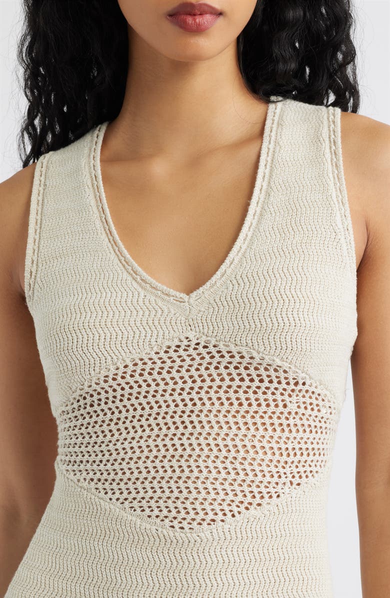 Torn by Ronny Kobo Melanie Crochet Body-Con Midi Dress, Alternate, color, Almond/ White