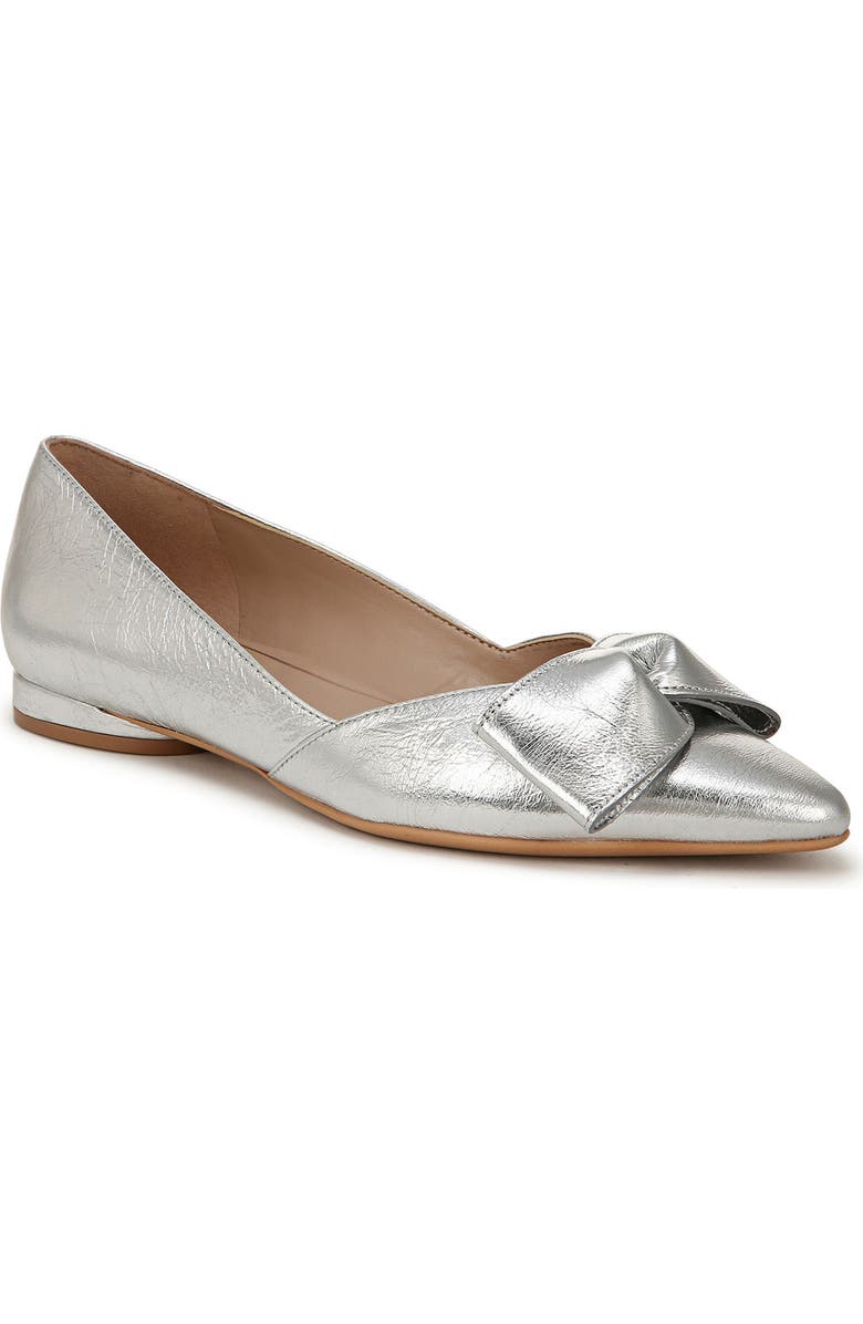 Naturalizer Havana Bow Pointed Toe Flat, Main, color, Silver