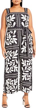 City Chic Modern Muse Tile Print Jumpsuit