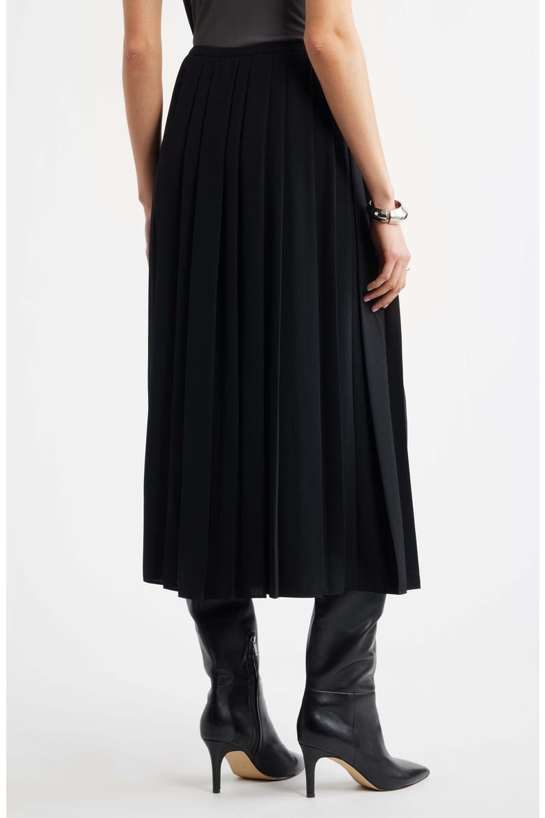 Pleated Midi Skirt, Alternate, color, BLACK