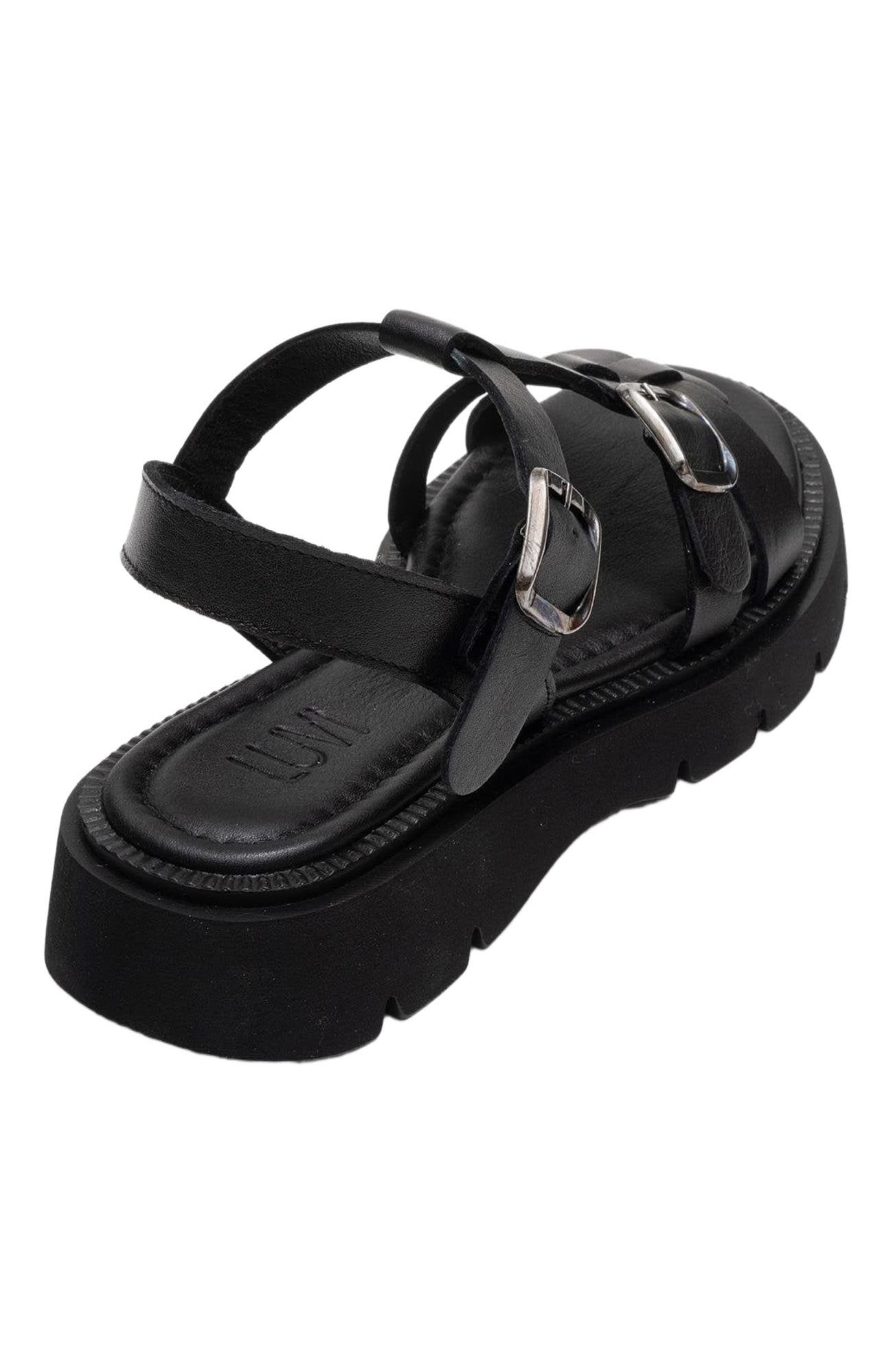 Forever & Always Shoes Melvin Leather Sandal, Alternate, color, Black Leather