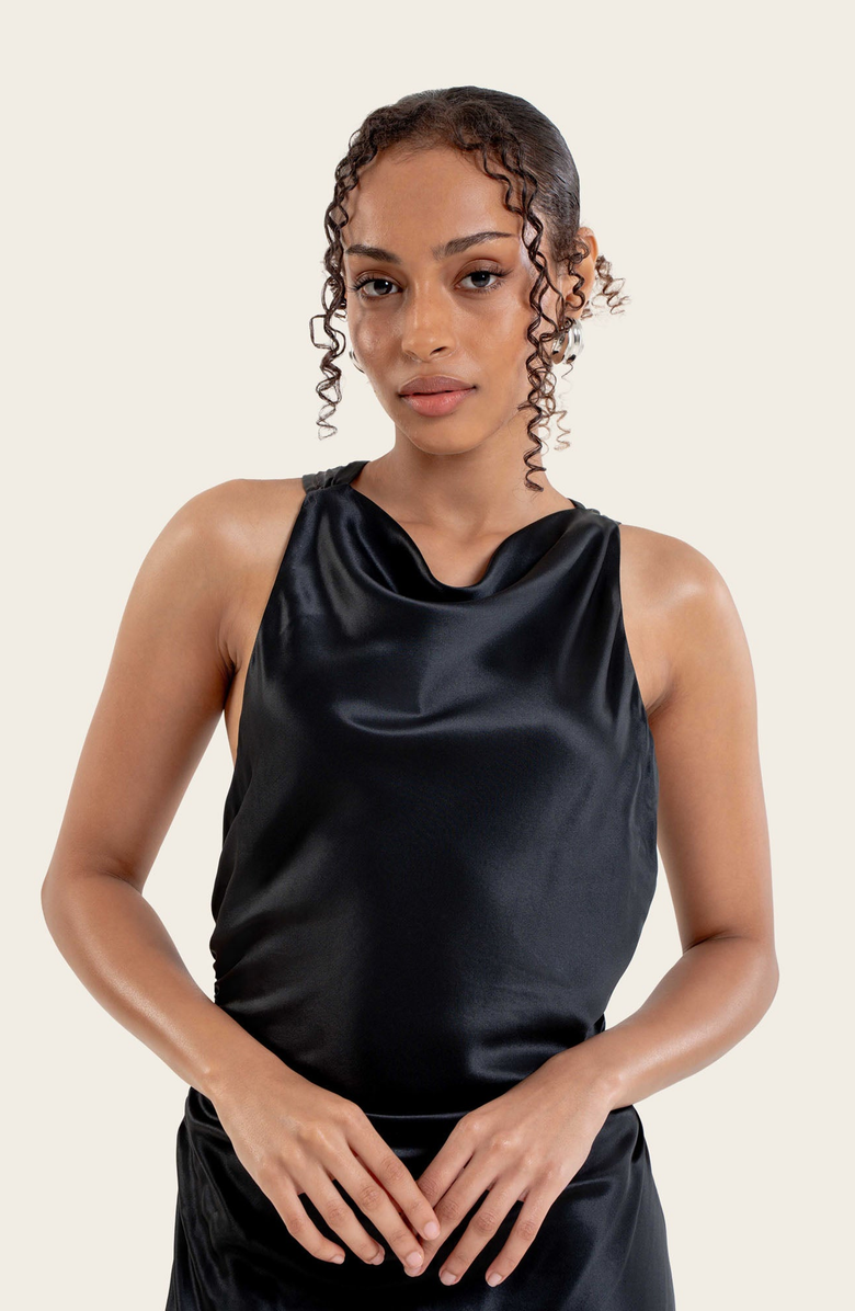 Italic Harper Silk Mini Dress, Alternate, color, Black