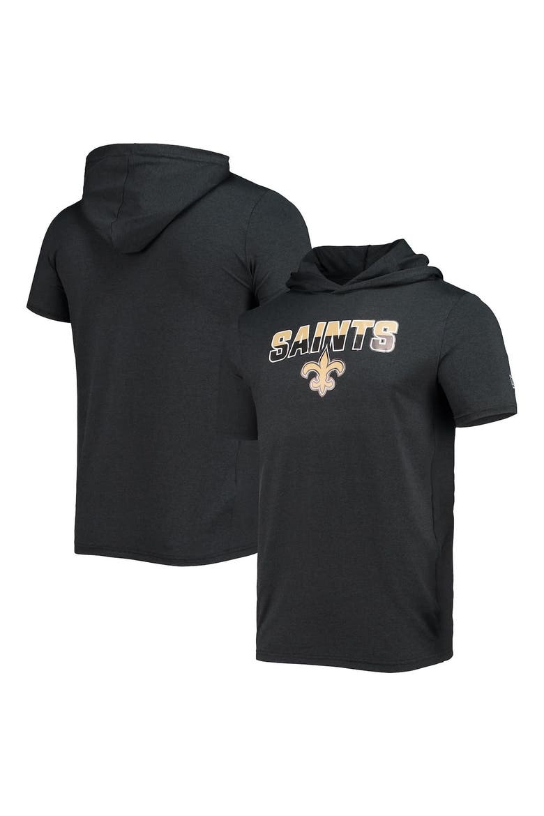 Men's New Era Heathered Black New Orleans Saints Team Brushed Hoodie T-Shirt, Main, color, Black