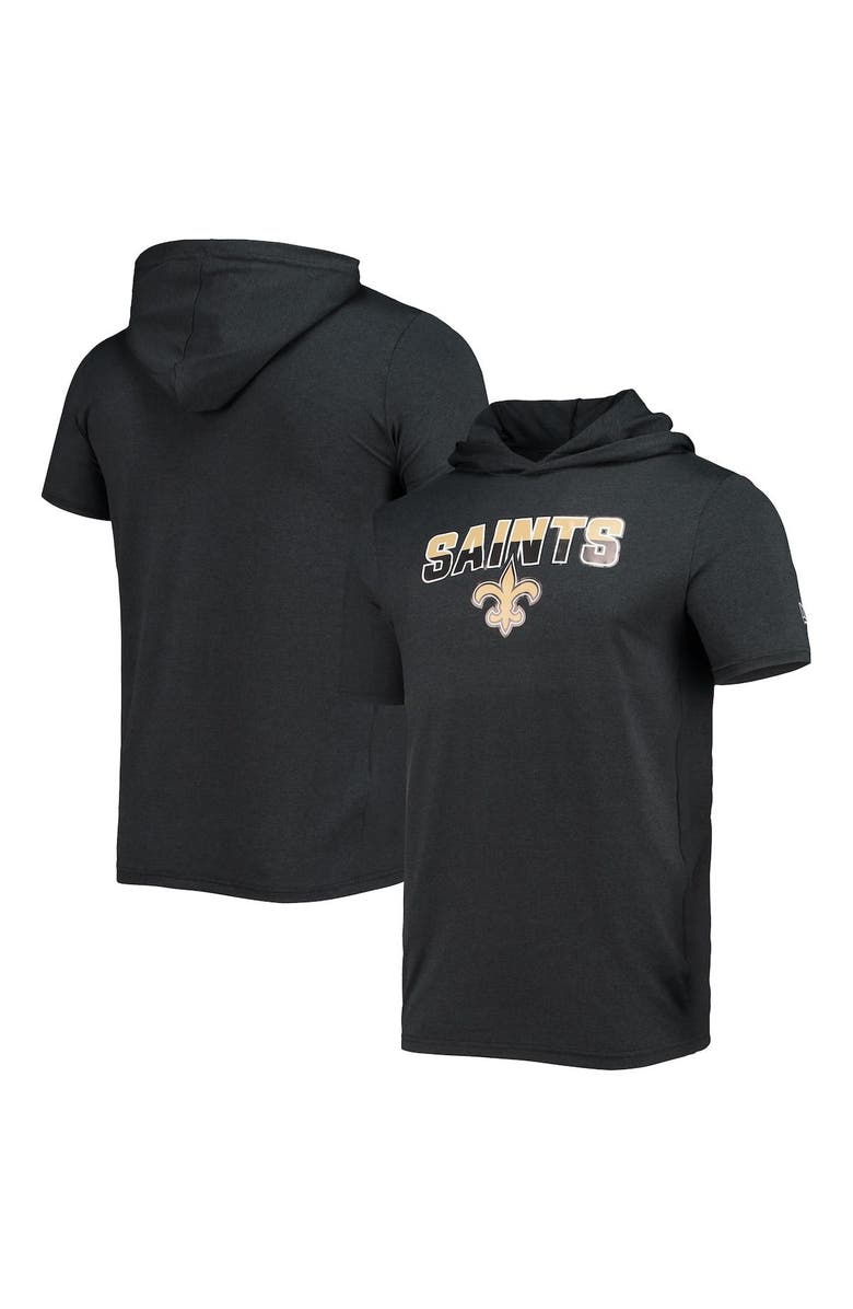 New Era Men's New Era Heathered Black New Orleans Saints Team Brushed Hoodie T-Shirt, Main, color, 