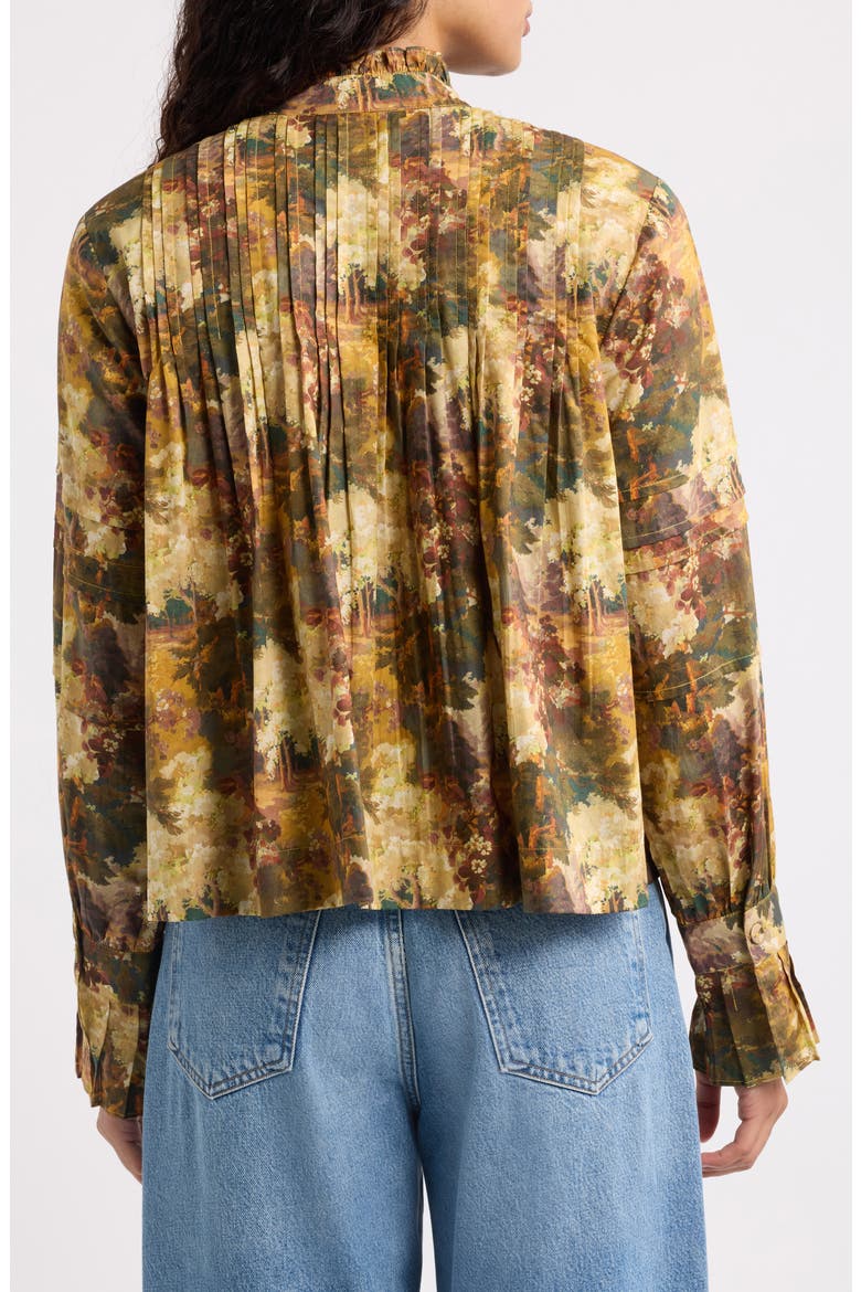 Wiley Ruffle Pintuck Cotton Shirt, Alternate, color, AUTUMN ARBORETUM LIBERTY PRINT