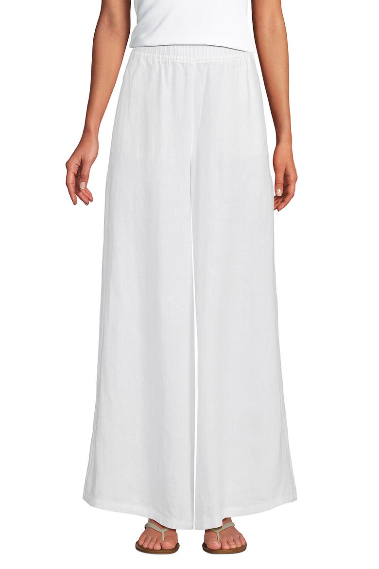 Linen High Rise Palazzo Pants, Main, color, White