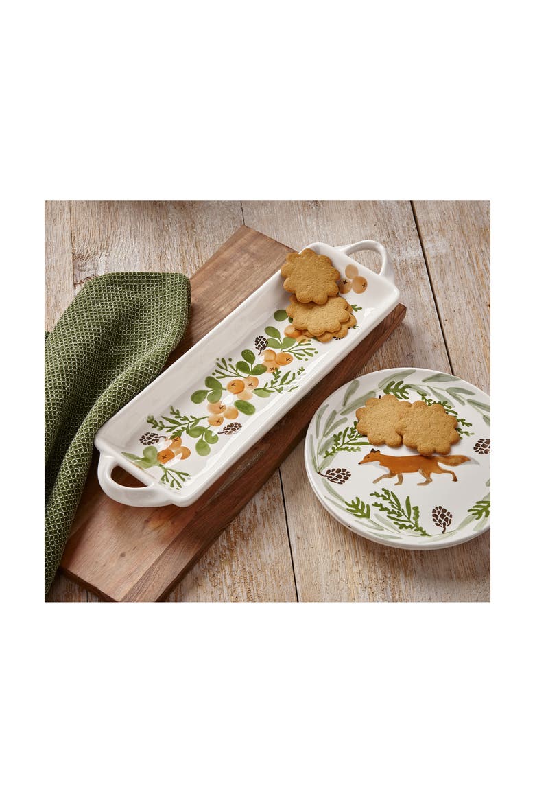 Warm Wishes Multicolor Ceramic Dessert Platter Serving Tray, Alternate, color, White