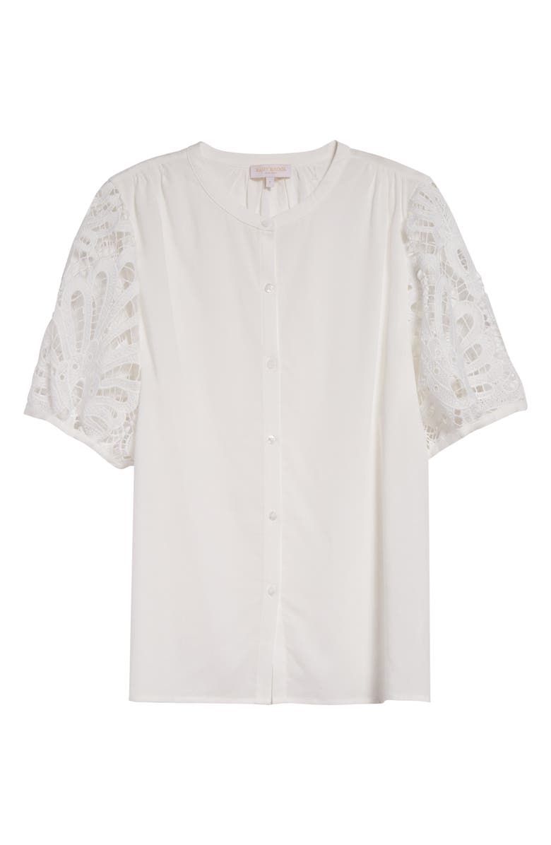 Ramy Brook Gia Lace Sleeve Button-Up Top, Alternate, color, Ivory Eyelet