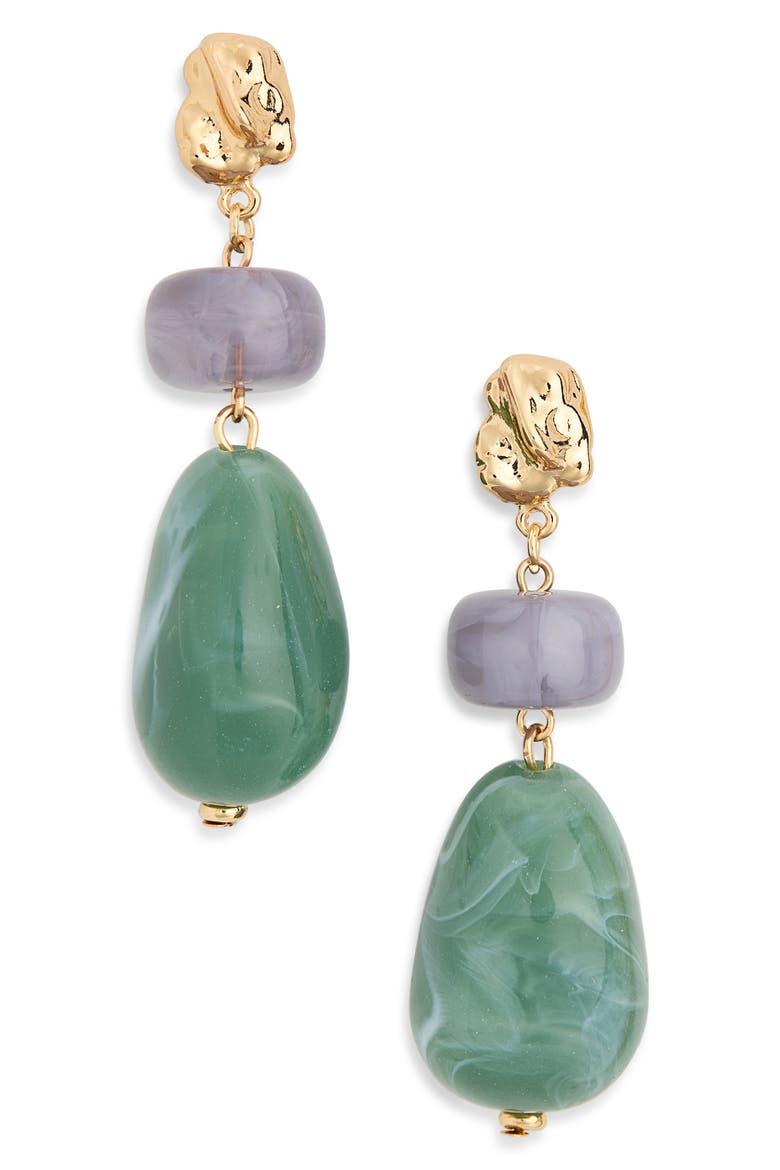 Resin Drop Earrings, Main, color, GOLD/ GREY/ MINT