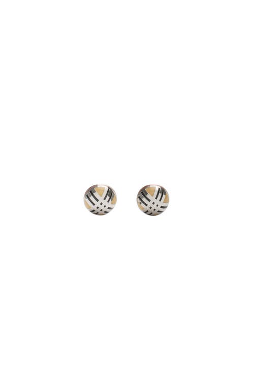 Burberry Enamel Check Cufflinks In Metallic