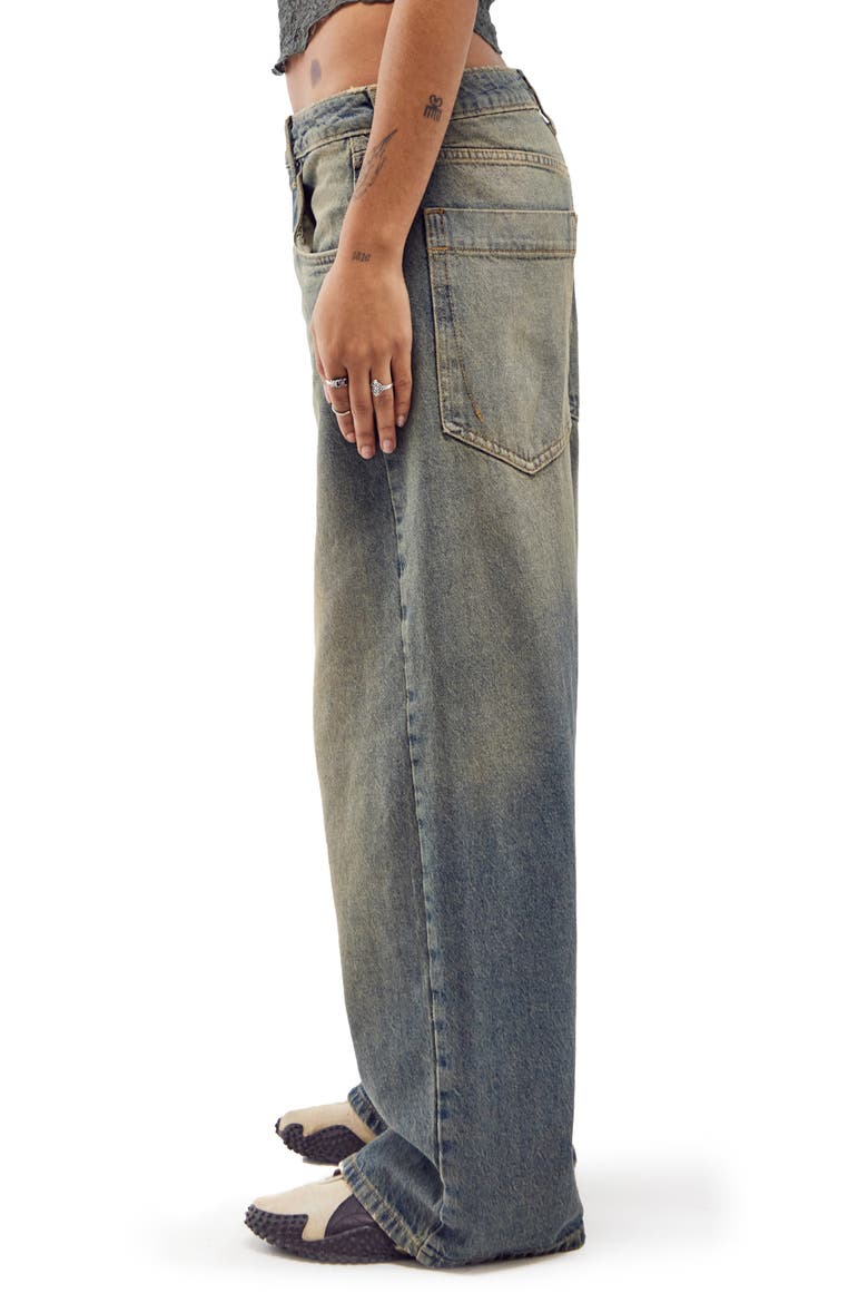 Jaya Tinted Low Rise Wide Leg Jeans, Alternate, color, GREEN TINT VINTAGE