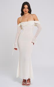 Miss Circle Kaia Long Sleeve Off Shoulder Maxi Dress