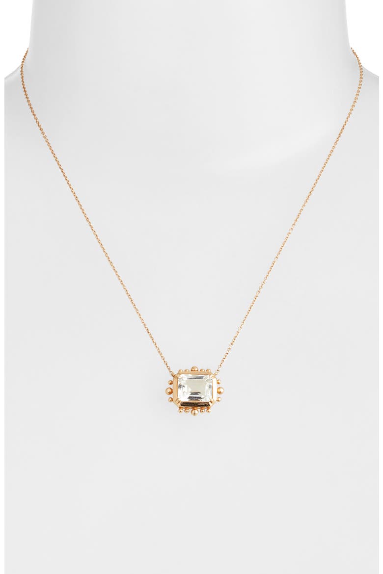 Dew Drop Marine White Topaz Pendant Necklace, Alternate, color, YELLOW GOLD