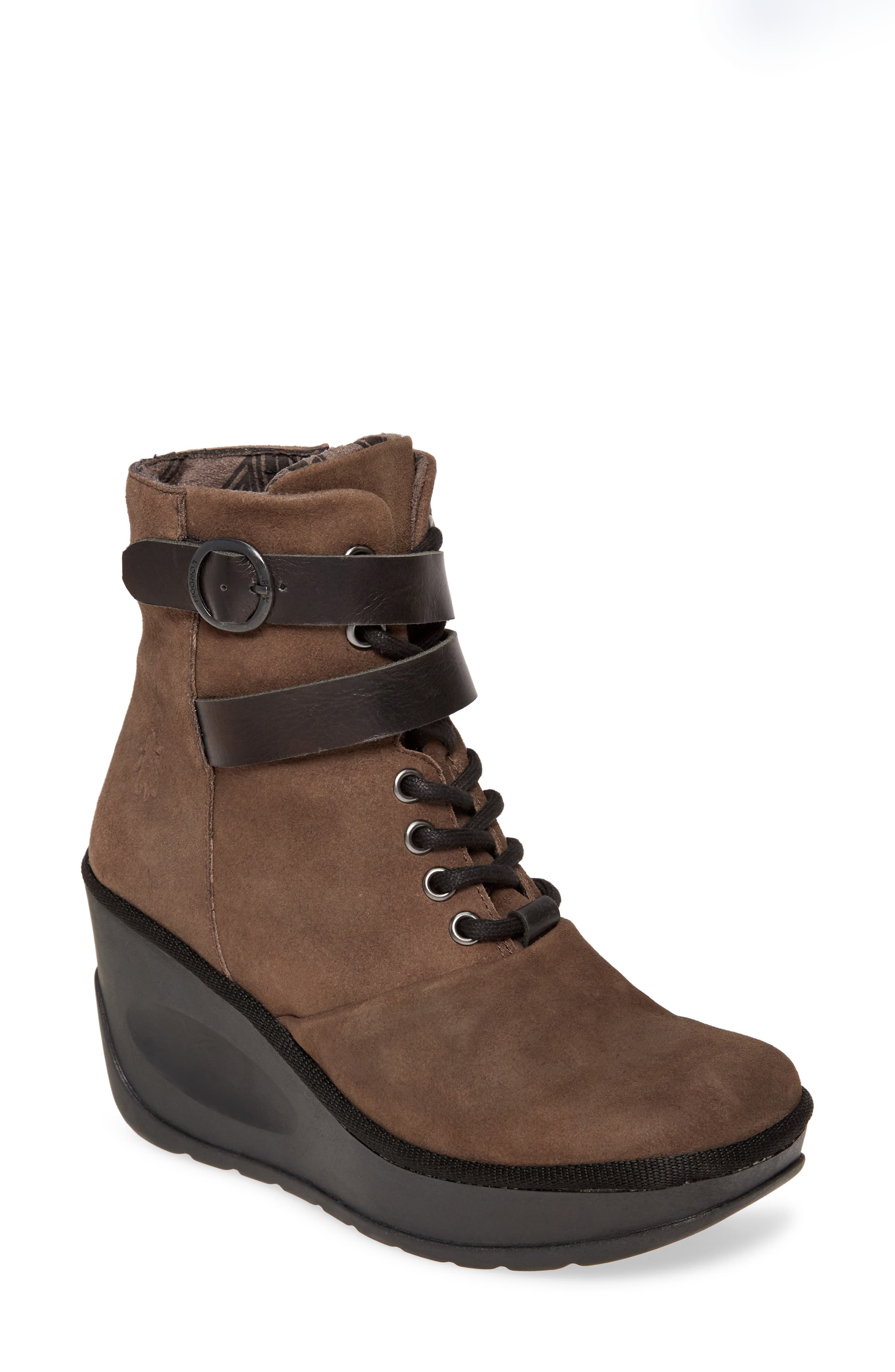 Jabi Wedge Bootie, Main, color, GREY/ BLACK LEATHER