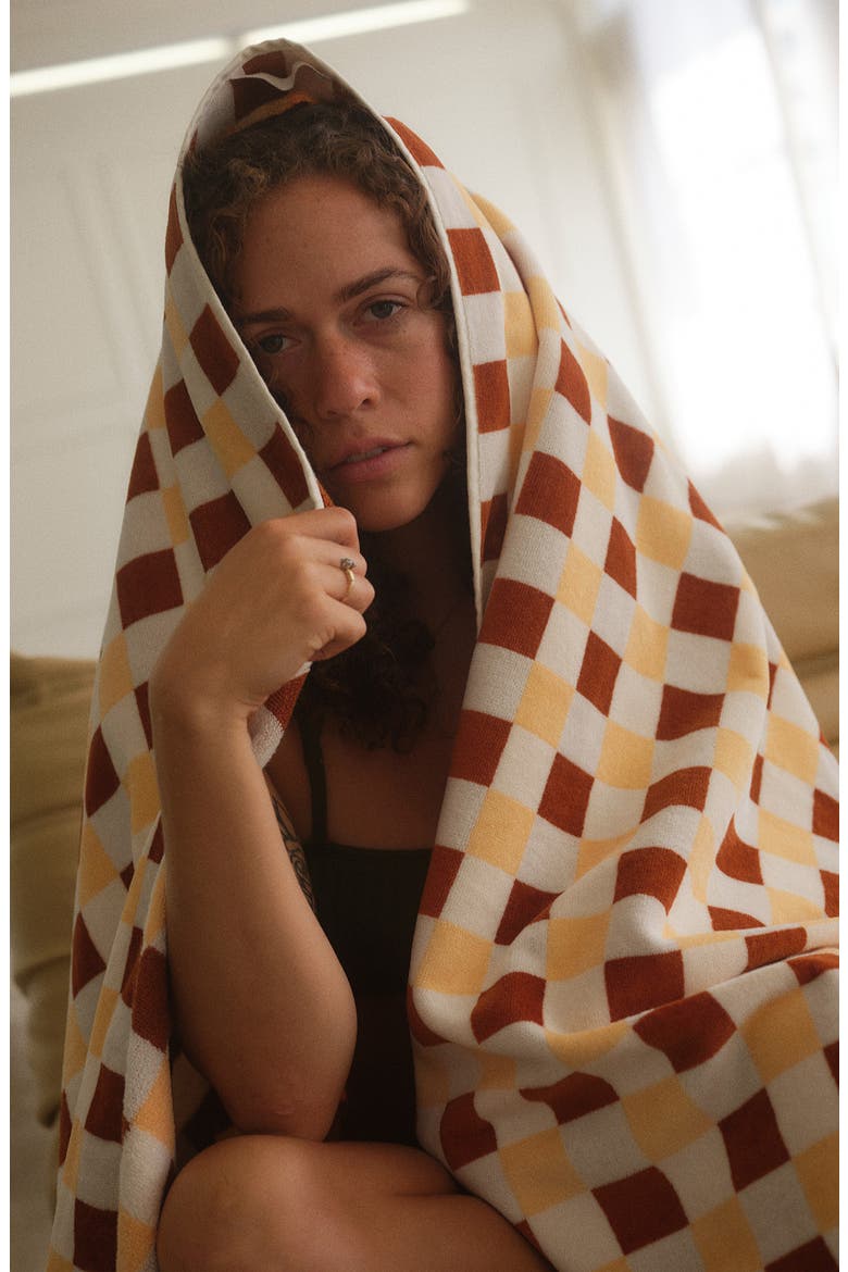 Check It Oversize Cotton Beach Towel, Alternate, color, BROWN TONES