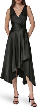 Donna Karan New York Hammered Satin Handkerchief Hem Dress