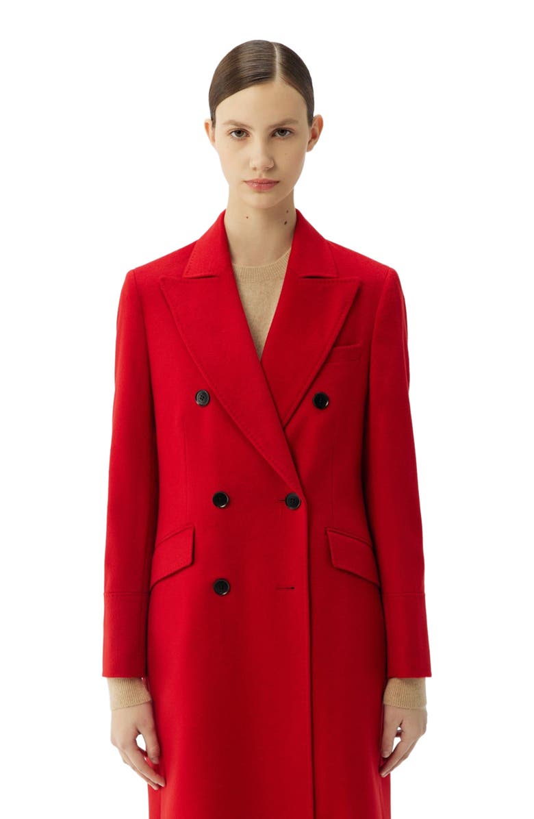 GOBI Mongolian Cashmere Cashmere Peak Lapel Long Coat, Alternate, color, Red