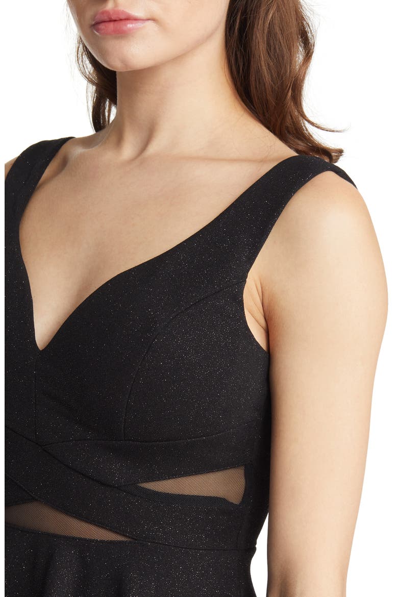 Glitter Mesh Skater Dress, Alternate, color, BLACK